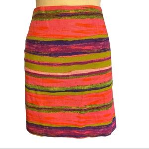 Ann Taylor Pencil Skirt (8P) Hot Pink, Green, Light Pink Multicolor design
